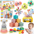 Montessori Baby Toys 6-12-18 Months, Toys for 1 + Year Old, Infant Teething Toy Stacking Building Blocks Shape Sorter, Spinner and More. Sorting Sensory Educational Learning Gift for Toddlers 1-3
