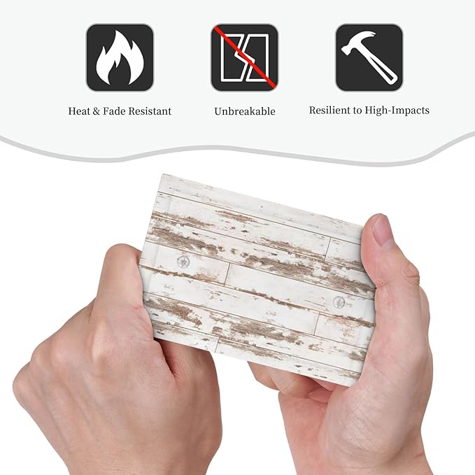White Grey Wood 1 Gang Light Switch Cover No Decive Blank Wall Plate Decorative for Teen Kids Boys Bathroom Home Bedroom Art Panel Decorate 5" x 3