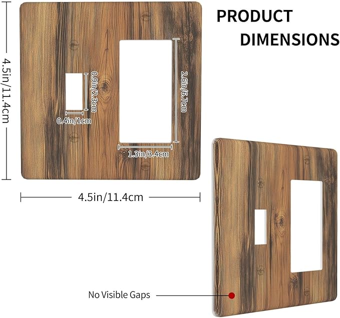 Outlet Covers Vintage Rustic Country Brown Wood 1 Toggle 1 Rocker Combination Decorative Wall Plate Electrical Switch Plates Light Switch Cover Plate For Farmhouse Cabin Decor