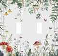 Decorative Switch Plates Sage Plant Red Mushroom Butterfly Wild Flower 2 Gang Double Toggle Outlet Light Switch Cover Wall Plate Electrical Faceplate For Bed Room Kids Room Decor