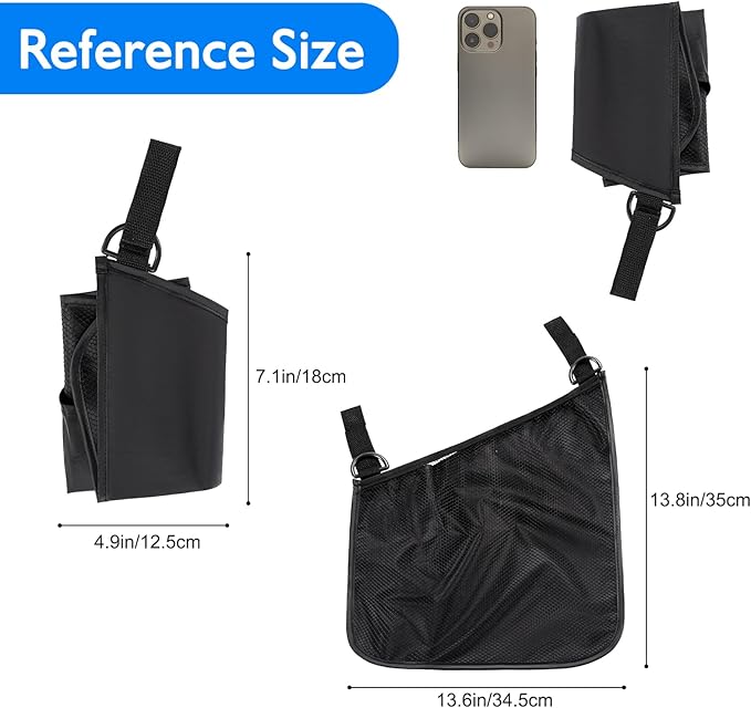 Stroller Side Bag - Bike/Stroller Organizer, Hook & Loop Easy Attach - Mesh Design, Non-Slip Straps, mom Cozy Stroller Organizer, Stroller Accessories, Black (BLUE 2PCS)
