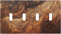 Natural Wood Grain Texture Old Tree Trunk Print Light Switch Covers Quad Toggle Electrical Faceplate 4 Gang Wall Plate Decorative Switch Plates Cover for Farmhouse Home Decor