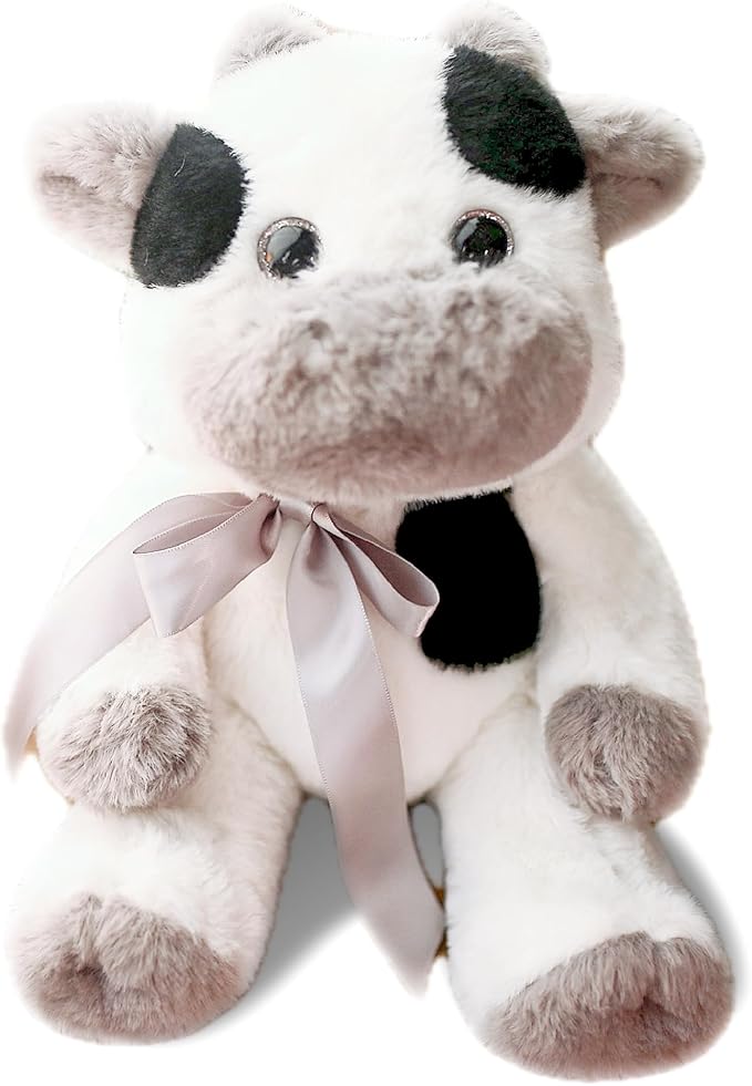 uoozii Warmable Cow Stuffed Animal - Microwavable 12" | 2 Pounds Unscented Weighted Stuffed Animals Non-Shedding Cow Plush Coolable & Heatable Warm Gifts for Kids & Adults