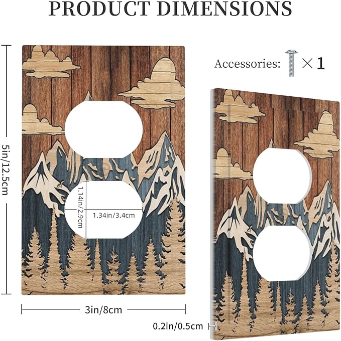 Blue Mountain Range Forest Nature Wilderness Wood Texture Outlet Covers 1 Gang Duplex Light Switch Cover Decorative Switch Plates Electrical Receptacle Faceplate Wall Plate for Farmhouse Home Decor