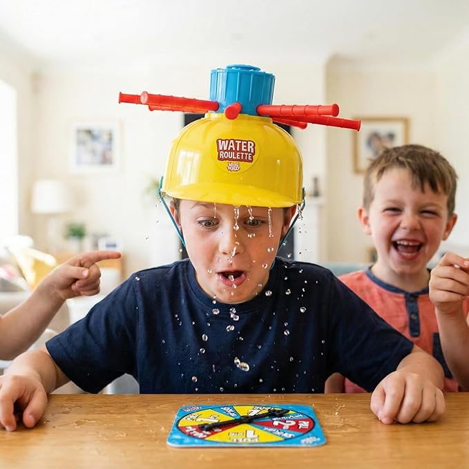 Zing Hog Wild Water Roulette Game: The Ultimate Suspense-Filled Water Challenge – Hilarious Fun Family Party Game with Adjustable Helmet, Rods, and Spinner – Kids and Adults - Ages 8 and Up
