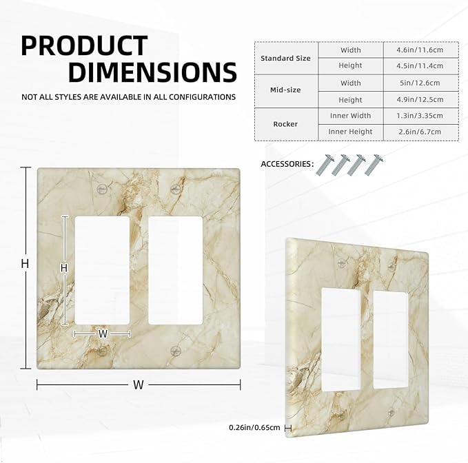 Outlet Covers Creamy Beige Marble Abstract Minimalism 2 Gang Double Rocker Light Switch Cover Plate Decorative Wall Plate GFCI Socket Cover Electrical Switch Plate Covers for Bathroom Home