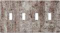 Light Switch Cover Plate Rustic Wood Grey Brown Vintage Wooden Plank 4 Gang Quad Toggle Decorative Switch Plates Wall Panels Electrical Wall Plates Faceplate for Farmhouse Home Decor