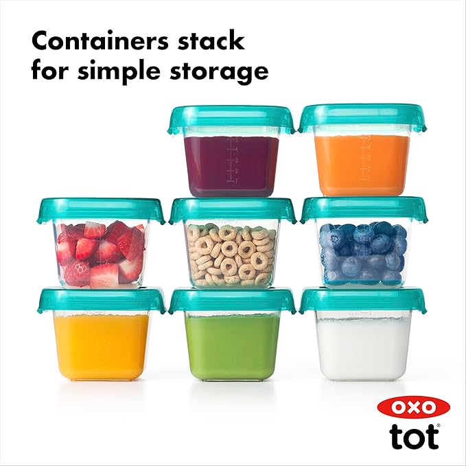 OXO Tot Baby Blocks Food Storage Containers, Teal, 6 oz