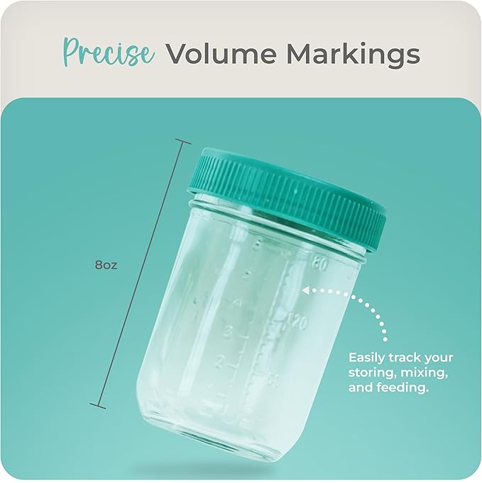 Mason Bottle 8oz Breast Milk Storage Jars (12-Pack) – Reusable Glass Baby Food Containers with Lid for Baby Formula & Breastmilk – Airtight, Stackable, Freezable (Deep Ocean)