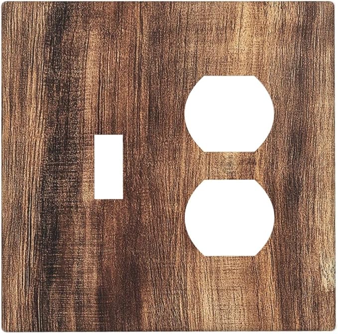 Wallplates Vintage Rustic Brown Wood Grain 1 Toggle 1 Duplex Switch Plate Electrical GFCI Faceplate Decorative Light Switch Covers for Bedroom Farmhouse Decor