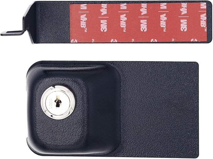 Child Proof Fridge Lock with Key | 100% Metal Refrigerator Lock for Toddlers & Kids | 400 lbf 3M Adhesive No-Drill | Baby Safety Freezer Cabinet Lock (2 Pack, Black)