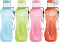 MILTON Sports Water Bottle Kids Reusable Leak-proof 25 oz 4 Set Plastic Wide Mouth Large Big Drink Bottle BPA & Leak Free With Handle Strap Carrier For Cycling Camping Hiking Gym Yoga