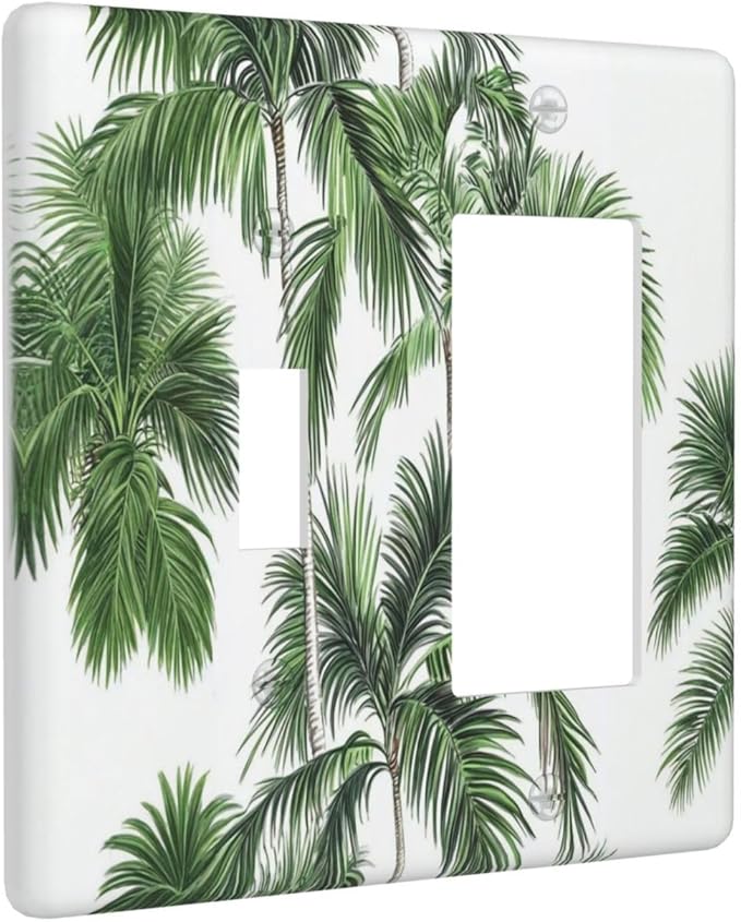 Outlet Covers Palm Trees Tropical Green Plant Palm Leaf 1 Toggle 1 Rocker Combination Decorative Wall Plate Electrical Switch Plates Light Switch Cover Plate For Bed Room Bathroom Decor