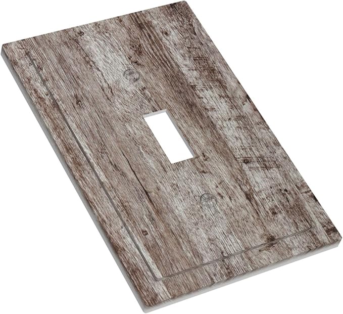 Light Switch Cover Plate Rustic Wood Grey Brown Vintage Wooden Plank 1 Gang Single Toggle Decorative Switch Plates Wall Plates Electrical Faceplate Socket Covers for Farmhouse Home Decor