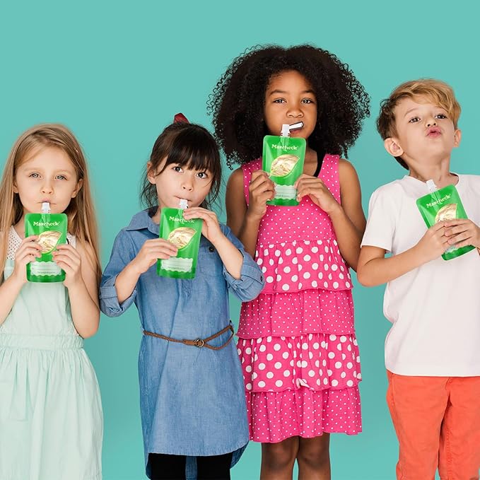 Maxcheck 200 Pack Disposable Baby Food Pouches 6oz Baby Food Storage Containers Plastic Fresh Squeezed Pouches for Kids Toddler Freezer Safe Pouch Holder for Applesauce, Purees and Yogurts