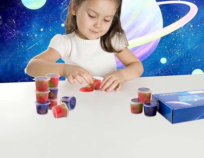 Galaxy Slime Kit 12 Pack, Mini Slime Christmas Party Favor for Kids Goodie Bag Stuffers, Smooth, Soft and Non Sticky, Stress & Anxiety Relief Colorful Slime Pack Toy for Girls Boys