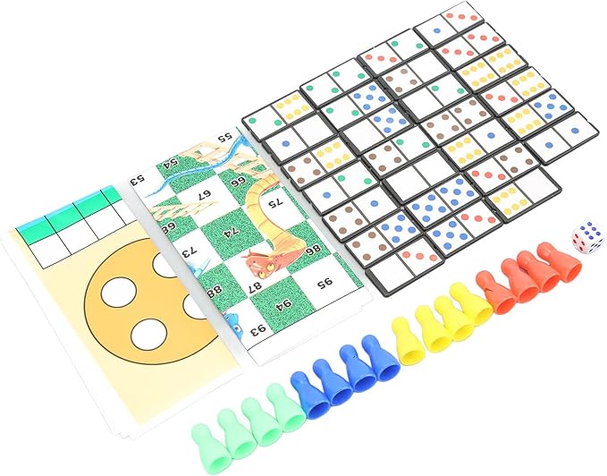 RiToEasysports Foldable Flying Chess Game, 3 in 1 Board Game Set with Snake and Ladder Chess for Kids Adults, Portable Plastic Family Travel Camping Party Entertainment