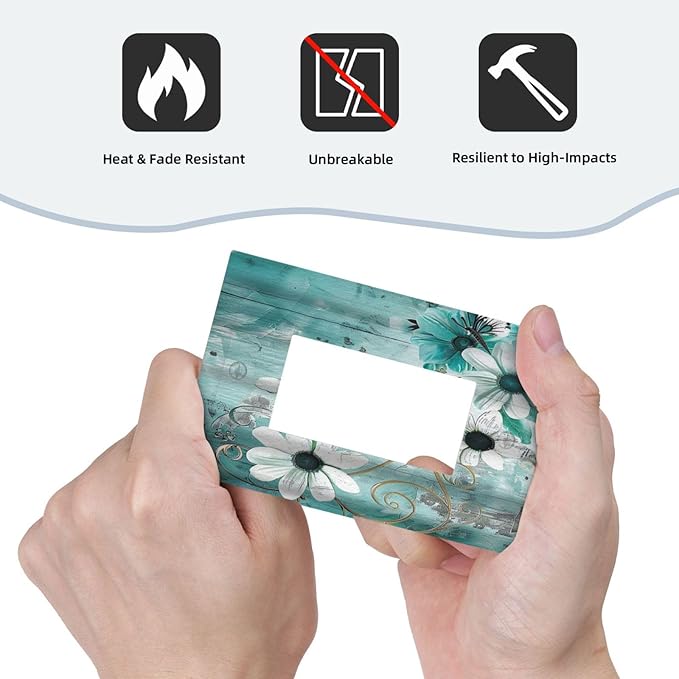 Decorative Outlet Covers Turquoise Flowers and Butterflies Rustic Teal White Floral 1 Gang Single Decora GFCI Device Light Switch Cover Plate 1 Rocker Wall Plate Jumbo Switch Plate Cover