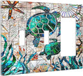 Beach Sea Turtle Ocean Theme 3-Gang 2-Toggle 1-GFCI/Decorator Combination Light Switch Decorative Triple Combo Device Switches/Rocker Outlet Covers and Wall Plate