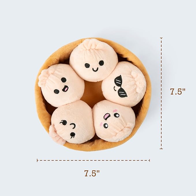 WHAT DO YOU MEME? Emotional Support Dumplings by Relatable, Cuddly Stuffed Animals and Plushies Set, Small Gifts for Mom, Includes 5 Dumplings Plush Toys with Carrying Basket, for Mom
