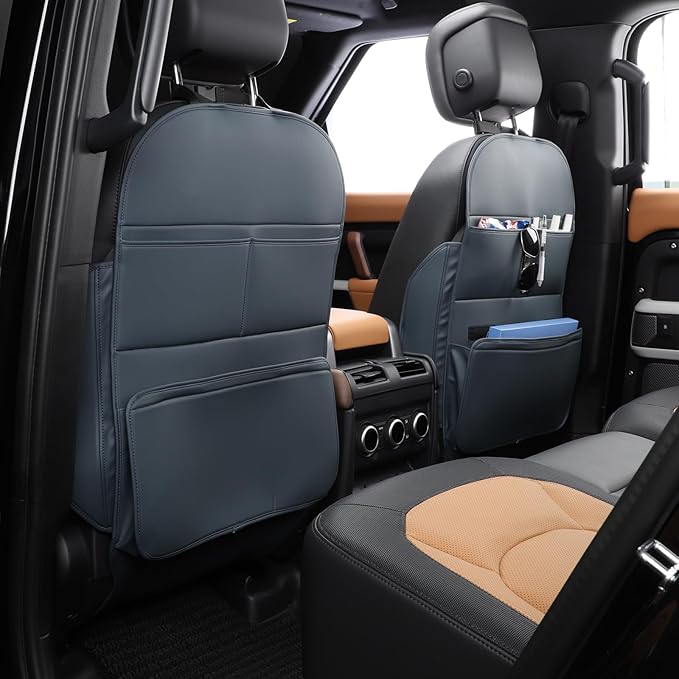 TAIKOO Seat Back Protector,Preventing the Impact of Children Stepping on the Seat Backrest,Beautiful appearance and easy to clean,black (Blue-2 pcs)