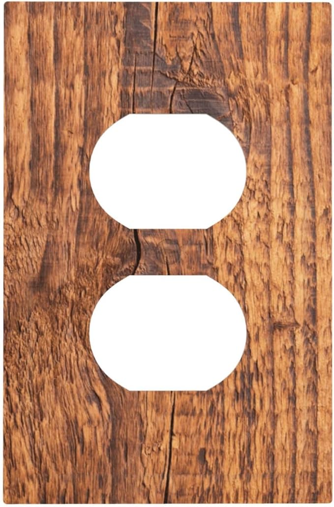 Brown Wood Grain Rustic Natural Burl Print Outlet Covers 1 Gang Duplex Light Switch Cover Decorative Switch Plates Electrical Receptacle Faceplate Wall Plate for Farmhouse Home Decor