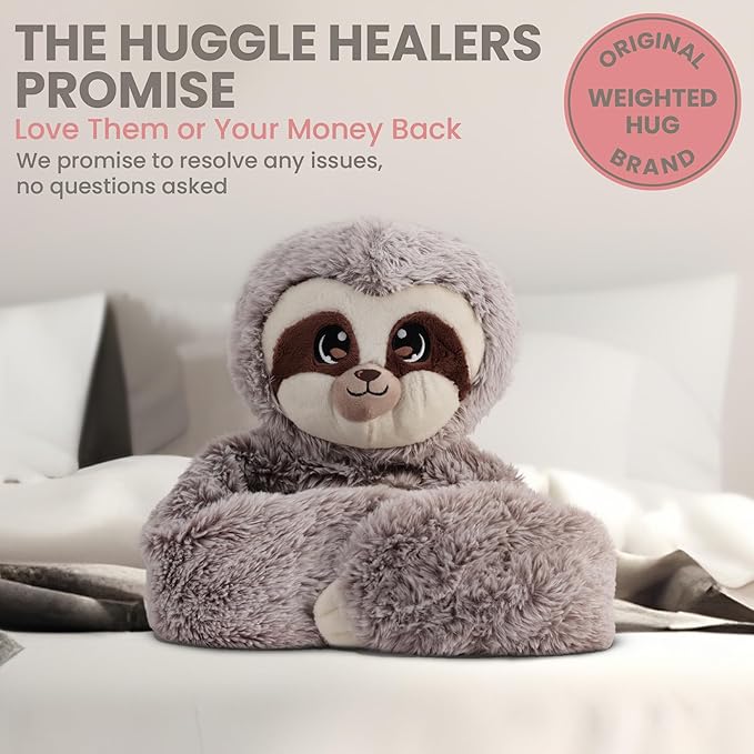 Huggle Healers Weighted Stuffed Animals for Adults, Teens and Kids - 36 Inch Long Plush Arms for Hugs - 4.5lb Sloth Stuffed Animal Plushies - Marshmallow Sloth