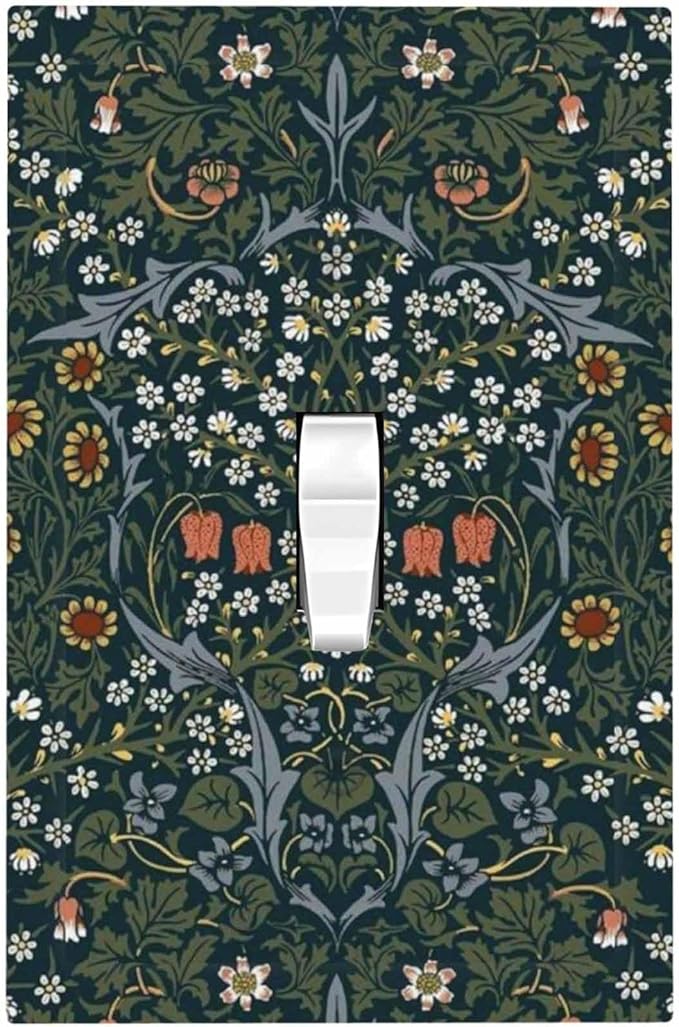 Decorative Light Switch Cover Colorful Floral Boho Flower Plant Leaf 1 Gang Single Toggle Device Electrical Faceplate Switchplates Decorator Outlet Wall Plate For Bed Room Living Room