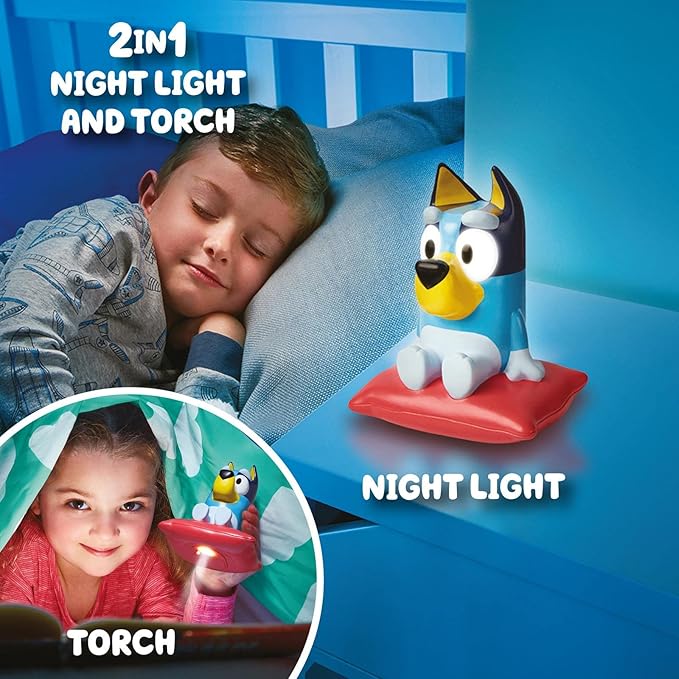 Goglow Bedtime Handy Bluey Nightlight, 2-in-1 Interactive Toddler Light & Flashlight with Auto-Off Timer, Soothing Night Light for Kids of Ages 2+
