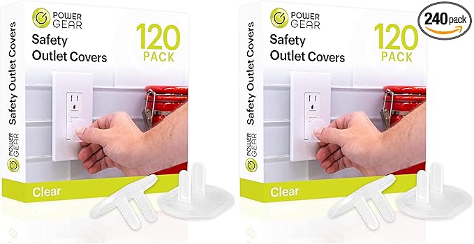 Power Gear Outlet Covers Baby Proofing Child Proof Plug Covers for Electrical Outlets Easy Install Outlet Plug-Covers UL Listed Shock Prevention Clear 54614,(Pack of 240)