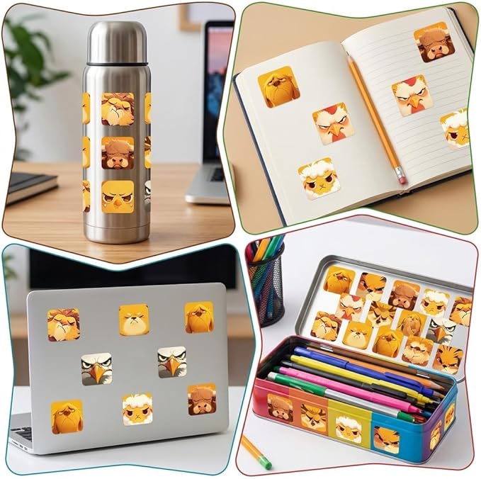 500Pcs Cartoon Animals Sticker Roll, Funny Waterproof Animals Stickers for Kids, Colorful Decals for Crafts, Water Bottle, Laptop, Bumper,Helmet, Fridge, School Rewards, Party Goodie Bags