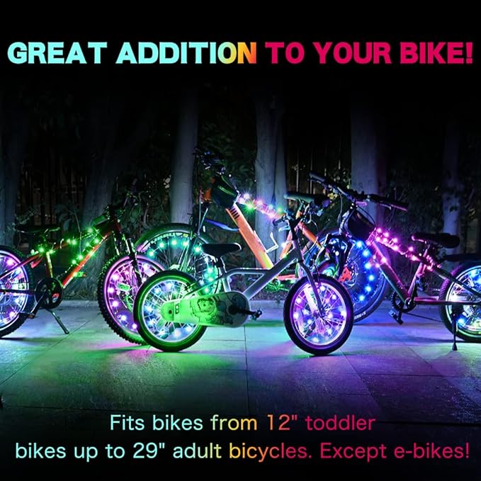 TINANA 2 Tire Pack LED Bike Wheel Lights Ultra Bright Waterproof Bicycle Spoke Lights Cycling Decoration Safety Warning Tire Strip Light for Kids Adults Night Riding