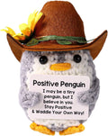 TOYMIS Sunflower Crochet with Cowboy Hat Emotional Doll Support Crocheted Knitted Animal for Inspirational Motivational Gift Home Office Decor White Elephant Exchange