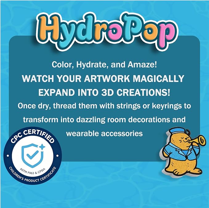 WurLoo 3D Art Kit - Aqua Puffs Ocean Panl,Mess-Free Craft for Kids, DIY Color & Inflate Activity, Travel Toys & Creative Gifts for Girls and Boyd Ages 4, 5, 6, 7, 8, 9, 10