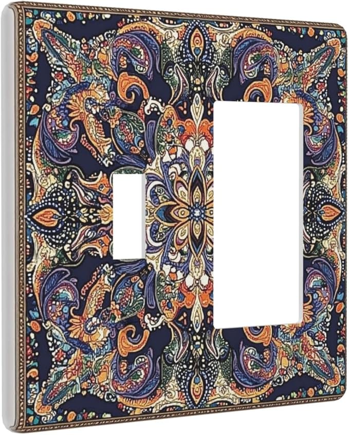 Outlet Covers Mandala Petals Retro Flowers 1 Toggle 1 Rocker Combination Decorative Wall Plate Electrical Switch Plates Light Switch Cover Plate For Bed Room Home Decor