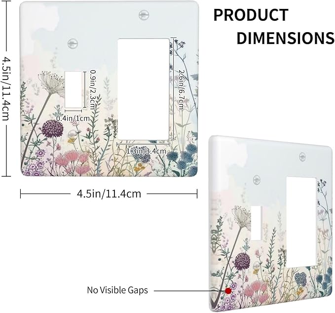Colorful Wildflower Watercolor Dandelion Floral Outlet Covers 1 Toggle 1 Rocker Combination Decorative Wall Plate Electrical Switch Plates Light Switch Cover Plate For Cabin Home Decor