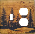 Wallplates Forest Pine Silhouette Rustic Wood Grain 1 Toggle 1 Duplex Switch Plate Electrical Gfci Faceplate Decorative Light Switch Covers For Farmhouse Cabin Decor