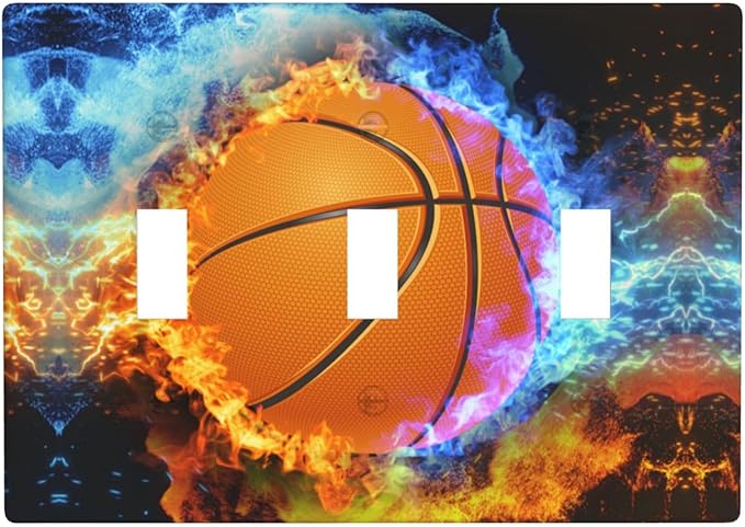 Basketball Light Switch Cover Plates Decorative Triple Toggle Wall Plate, 3 Gang Lightswitch Cover