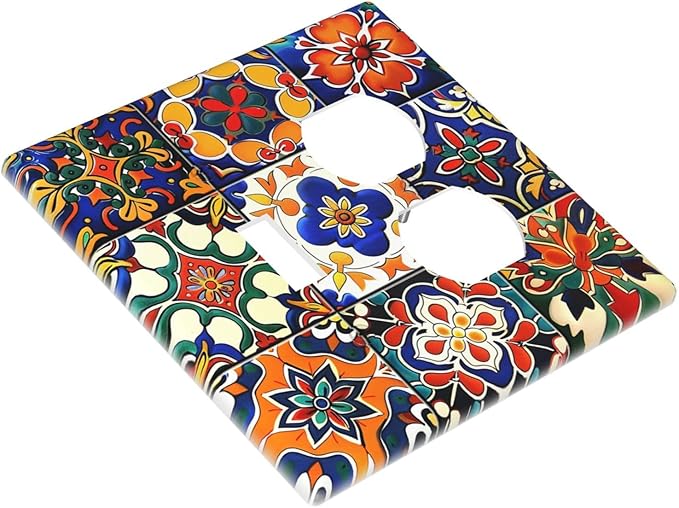 Wallplates Colorful Mexican Talavera Vintage Boho Floral 1 Toggle 1 Duplex Switch Plate Electrical Gfci Faceplate Decorative Light Switch Covers For Farmhouse Cabin Decor
