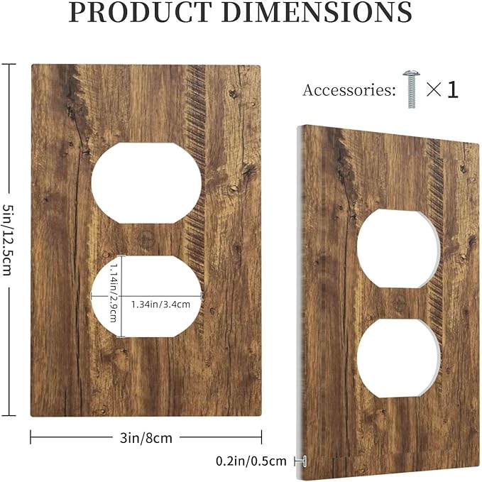 Rustic Brown Wood Distressed Wood Print Outlet Covers 1 Gang Duplex Light Switch Cover Decorative Switch Plates Electrical Receptacle Faceplate Wall Plate for Farmhouse Home Decor