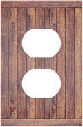 Decorative Outlet Covers with Wood Texture Rustic Vertical Planks Brown Design 1 Gang Duplex Light Switch Cover Plate Unique Wall Plates Switchplate Cover Vintage Aesthetic Kitchen/Bedroom