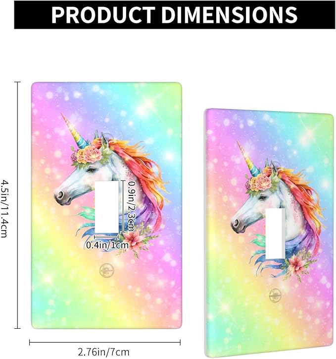 Unicorn Cute Light Switch Cover Plates Decorative Single Toggle Wall Plate, 1 Gang Lightswitch Cover