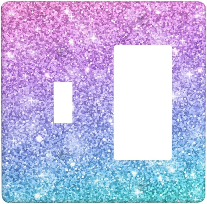 Pink Blue Mermaid Double Gang Toggle Rocker Decorative Light Switch Cover, 2-Gang Wall Plate Outlet Cover