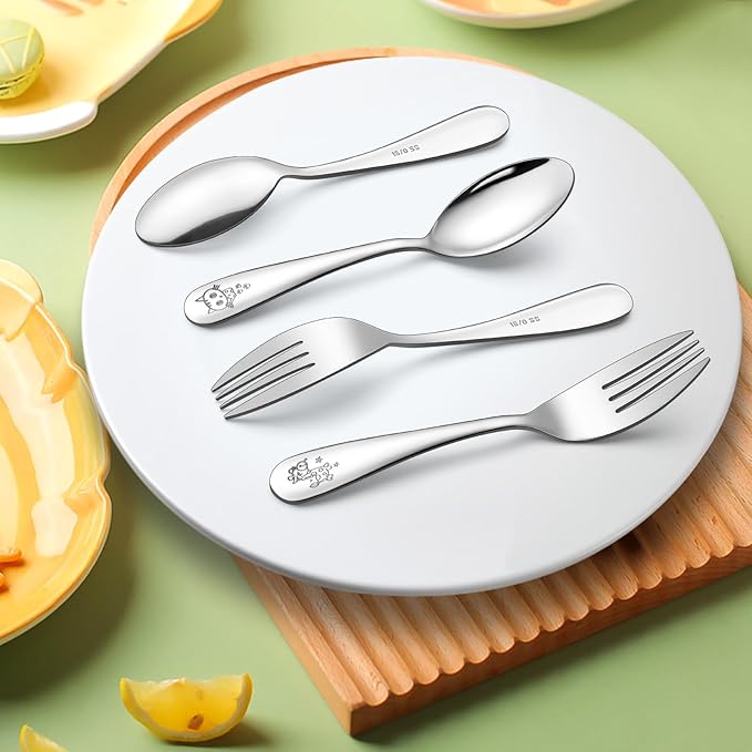 LIANYU 10-Piece Toddler Utensils Set, Stainless Steel Children Silverware Set with Kids Forks and Spoons, Kids Utensils Cutlery, Toddler Flatware for Preschooler and Child, Dishwasher Safe