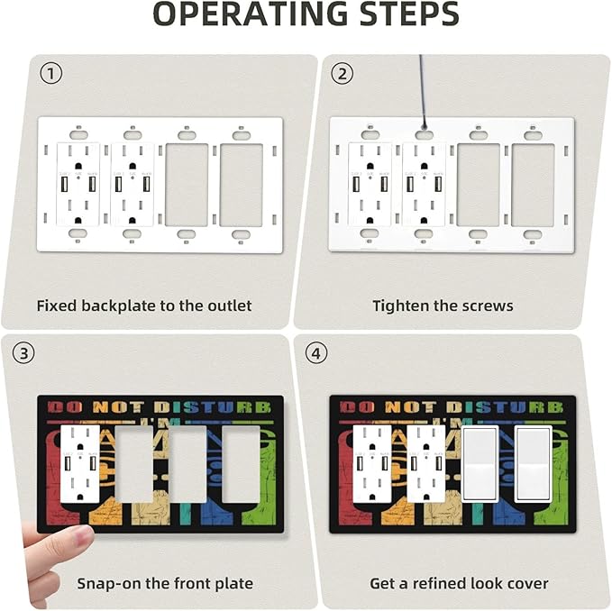 Game Videos Gaming Playing 4 Gang Quad Rocker Light Switch Cover Plate Decorative Electric Faceplate Switchplate Living Room Bedroom Decorate Jumbo Screwless
