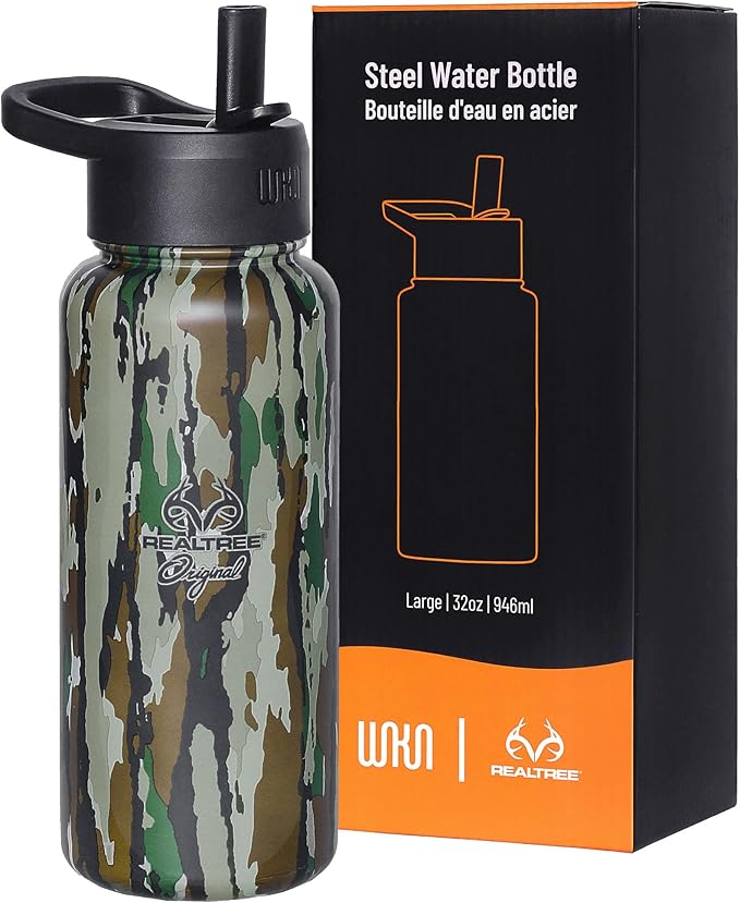 Wildkin Realtree Original 32oz Kids Water Bottle – Leakproof, Vacuum-Insulated, Durable, Easy-Clean