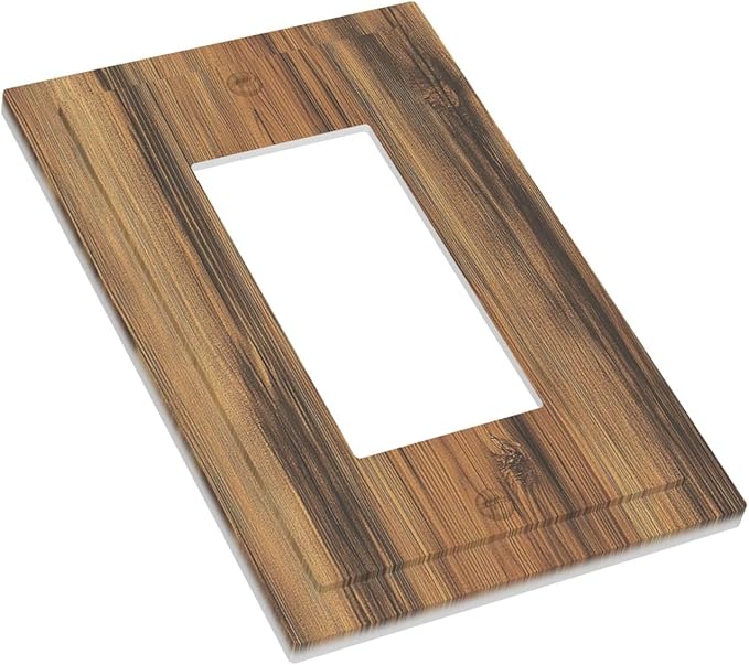 Decorative Outlet Covers Vintage Rustic Country Brown Wood 1 Gang Single Rocker Light Switch Cover Plate Wall Plates Gfci Faceplate For Farmhouse Cabin Decor