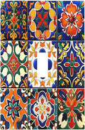 Decorative Light Switch Cover Colorful Mexican Talavera Vintage Boho Floral 1 Gang Single Toggle Device Electrical Faceplate Switchplates Decorator Outlet Wall Plate For Farmhouse