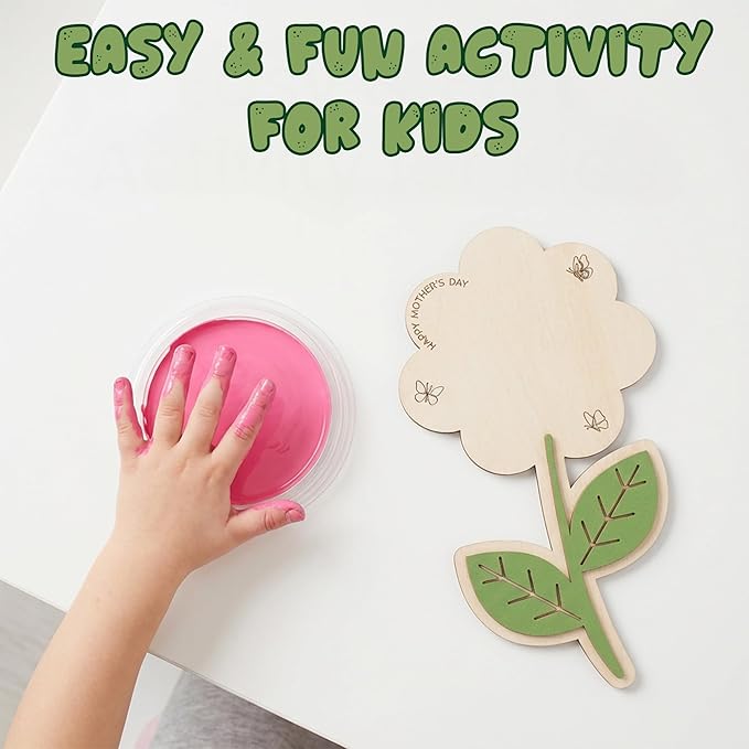 HYPERI DIY Mothers Day Crafts for Kids Handprint Art, Handprints Wooden Rose Flower Bouquet, Mothers Day Gifts for Mom from Kids, for Grandma from Grandkids, Mothers Day Keepsake Craft