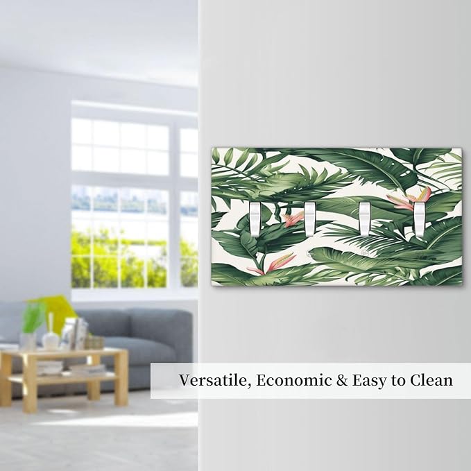 Tropical Leaf Jungle Botanical Palm Tree Greenery Floral Light Switch Covers Quad Toggle Electrical Faceplate 4 Gang Wall Plate Decorative Switch Plates for Bedroom Living Room Decor